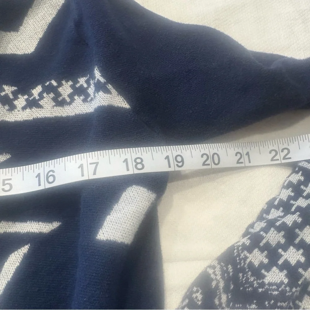 Dana Buchman Navy Cream Geometric Open Front Cardigan Small